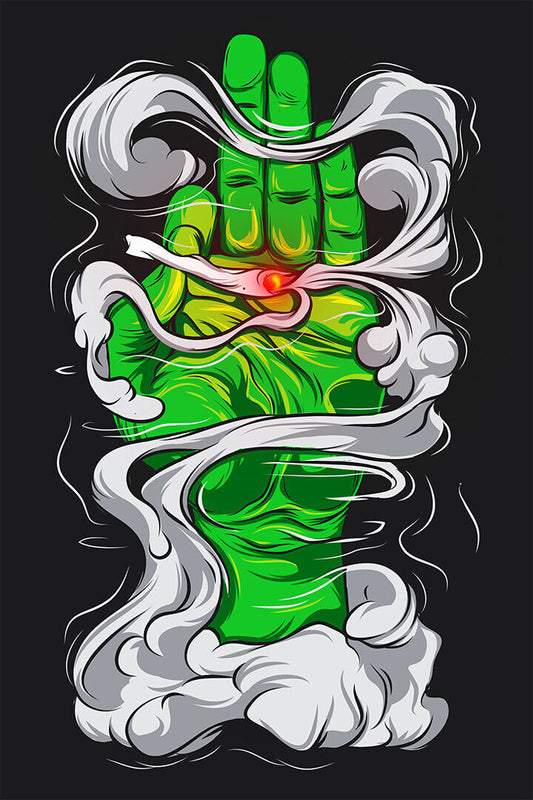 Pyschedelic Leaf Marijuana Theme Green Poster Wall Art Print Home Wall Decor