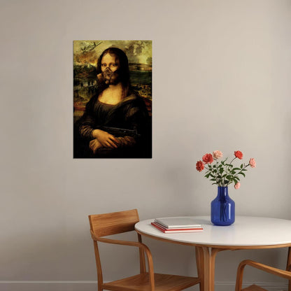Naughty Mona Lisa Marijuana Themed Cartoon Poster Wall Art Print Home Wall Decor