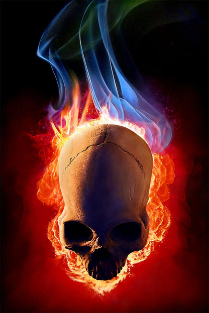 Flaming Skull Design Fantasy Poster Wall Art Print Home Wall Decor