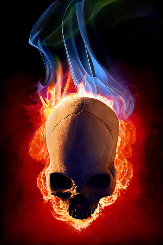 Flaming Skull Design Fantasy Poster Wall Art Print Home Wall Decor