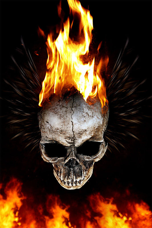 Flaming Skull Fantasy Design Poster Wall Art Print Home Wall Decor