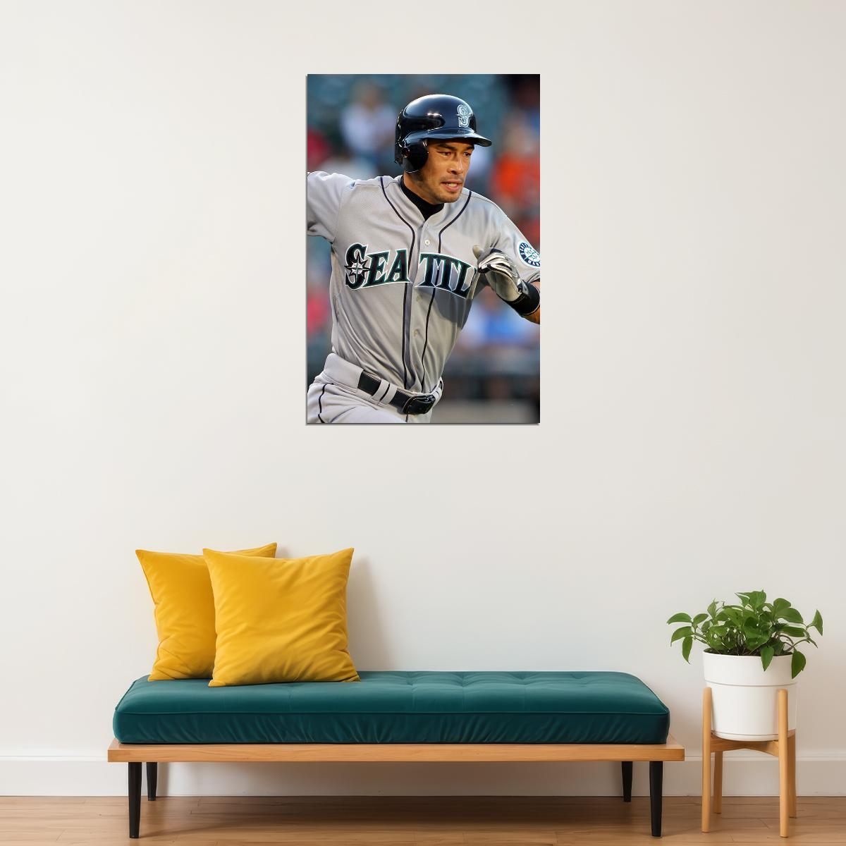 Baseball Ichiro Suzuki Seattle Athlete Poster Wall Art Print Home Wall Decor