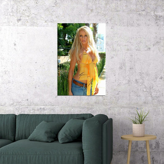 Nikki Ziering Sexy Female Model Yellow Dress Poster Wall Art Print Home Wall Decor