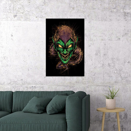 Green Goblin Cartoon Drawing Action Poster Wall Art Print Home Wall Decor