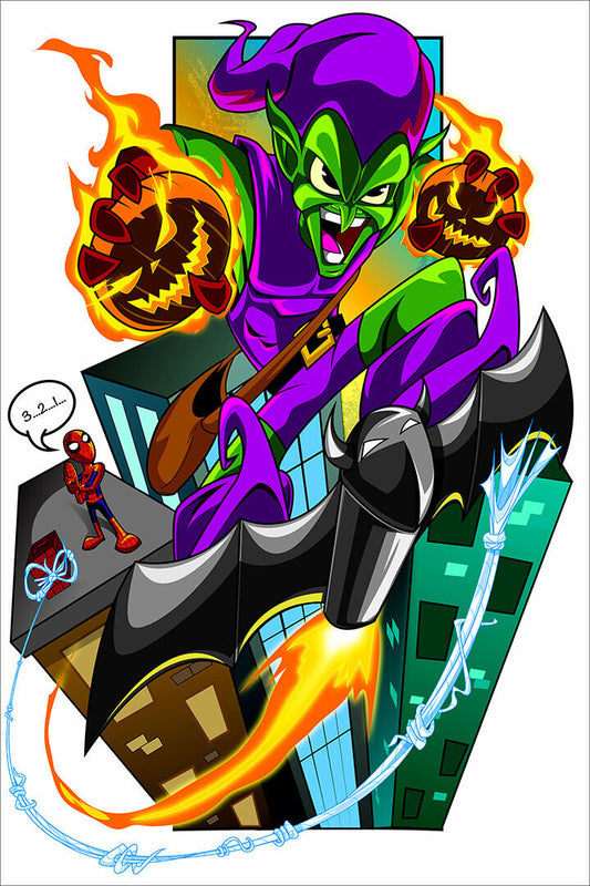 Green Goblin Cartoon Drawing Super Poster Wall Art Print Home Wall Decor
