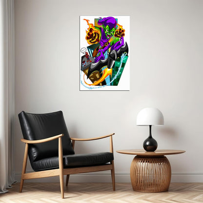 Green Goblin Cartoon Drawing Super Poster Wall Art Print Home Wall Decor