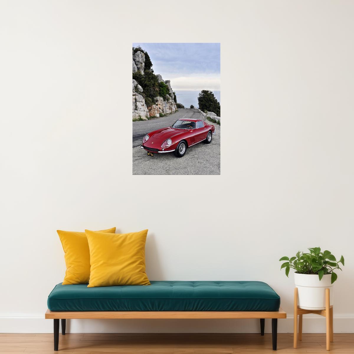Old Red Ferrari 275 Gb Classic Poster Wall Art Print Home Wall Decor