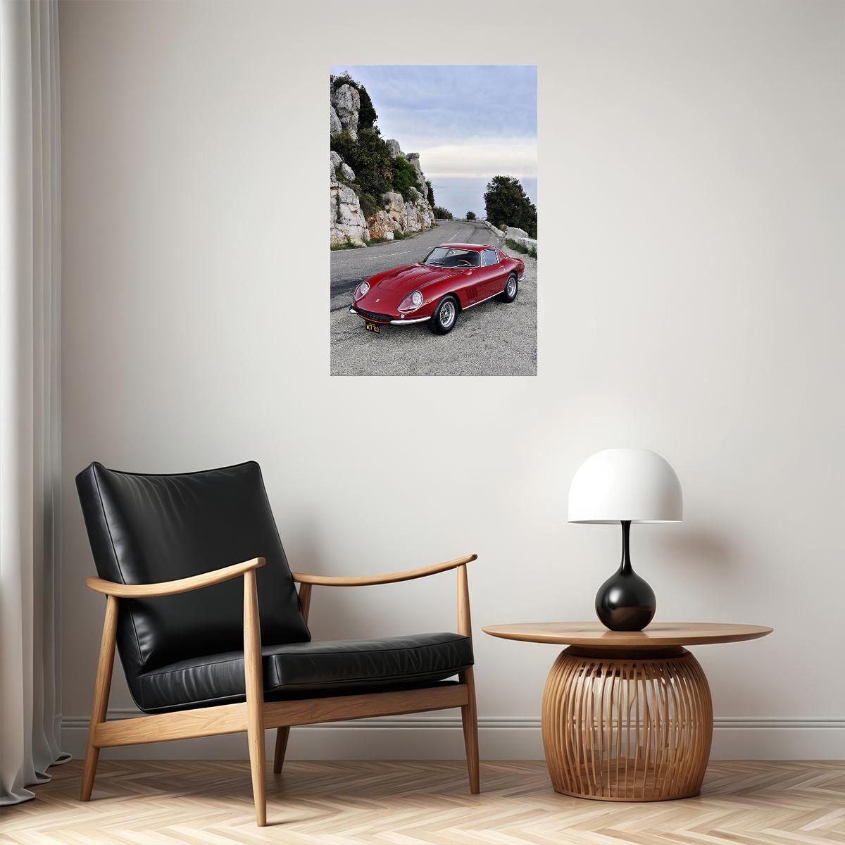 Old Red Ferrari 275 Gb Classic Poster Wall Art Print Home Wall Decor
