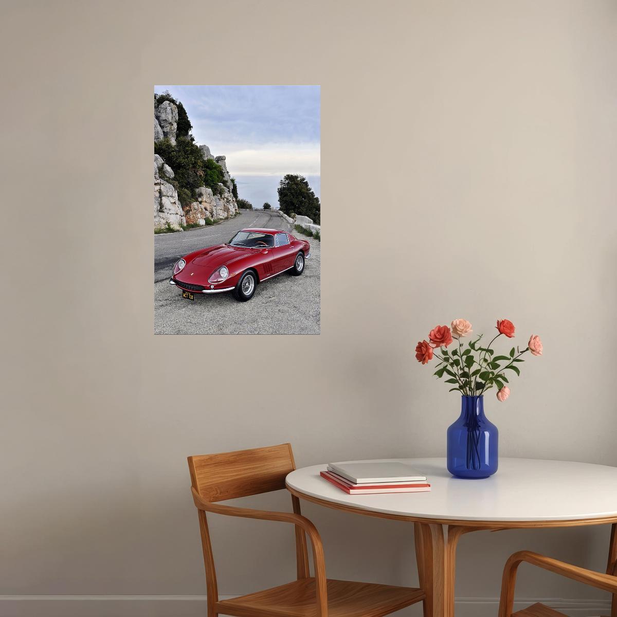 Old Red Ferrari 275 Gb Classic Poster Wall Art Print Home Wall Decor
