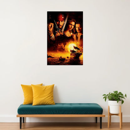 Pirates Of Carribean 1 Movie Johnny Depp Action Poster Wall Art Print Home Wall Decor