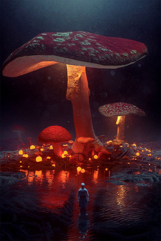 Mushrooms And Flocked Poster Wall Art Print Home Wall Decor
