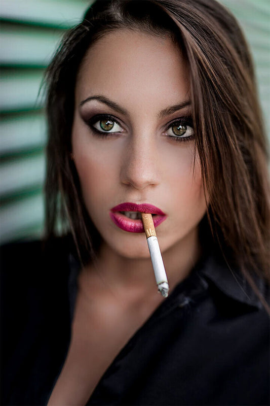Smoking Sexy Female Model With Cigar Poster Wall Art Print Home Wall Decor