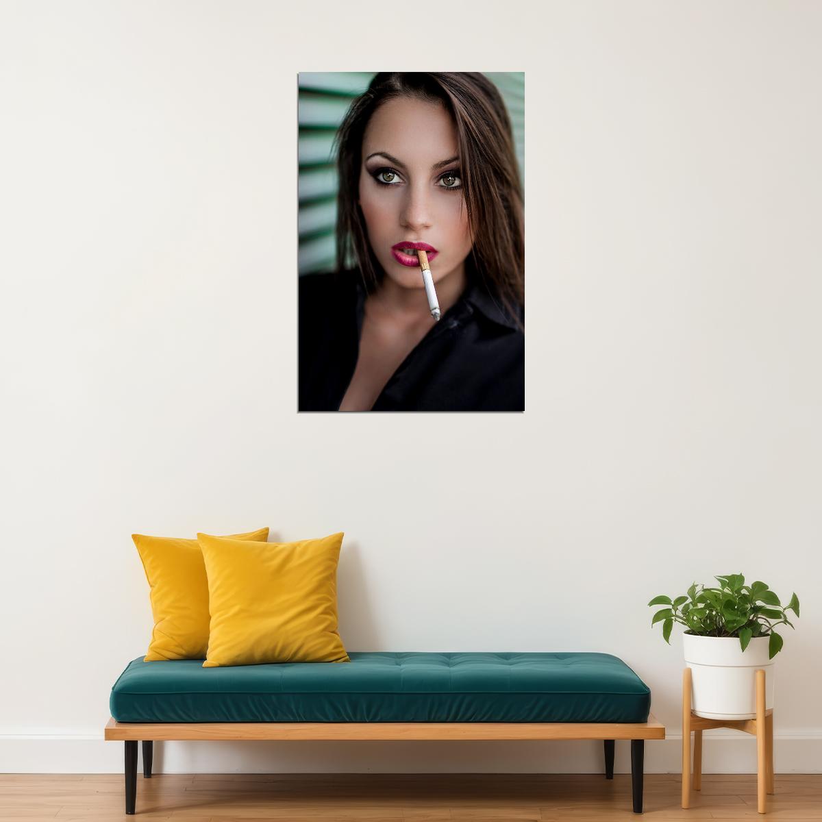 Smoking Sexy Female Model With Cigar Poster Wall Art Print Home Wall Decor