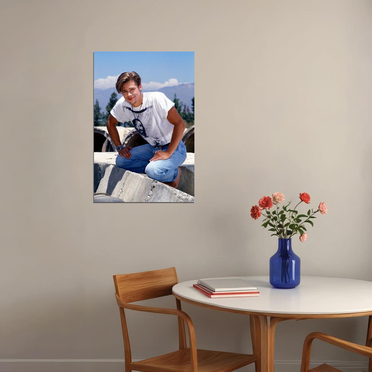Brad Pitt Blonde Long Hair Poster Wall Art Print Home Wall Decor