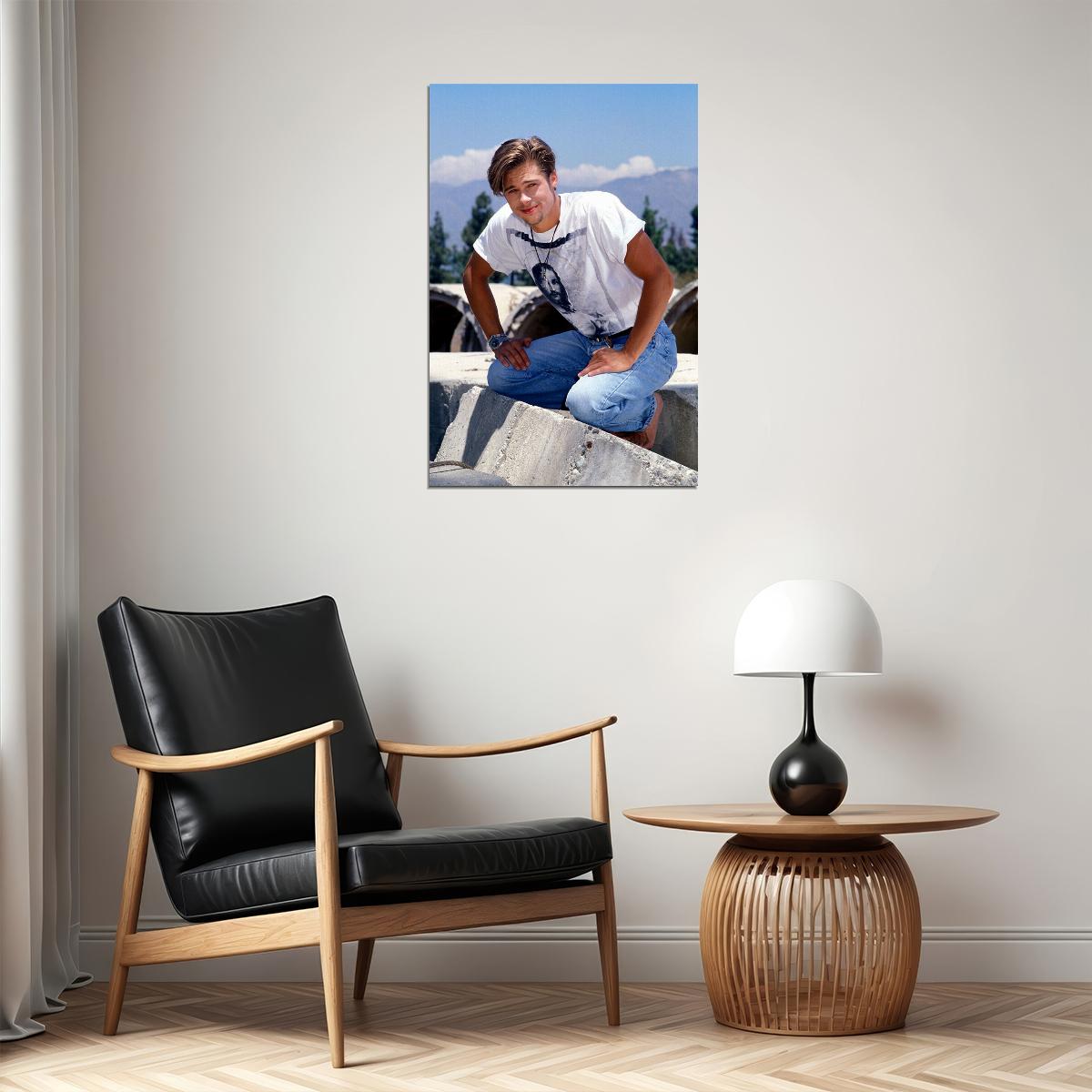 Brad Pitt Blonde Long Hair Poster Wall Art Print Home Wall Decor