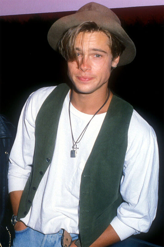 Brad Pitt Young Actor Long Hair Poster Wall Art Print Home Wall Decor