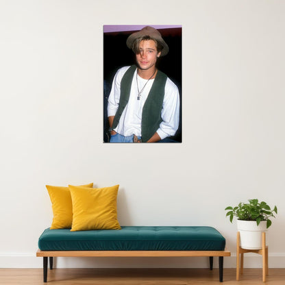 Brad Pitt Young Actor Long Hair Poster Wall Art Print Home Wall Decor