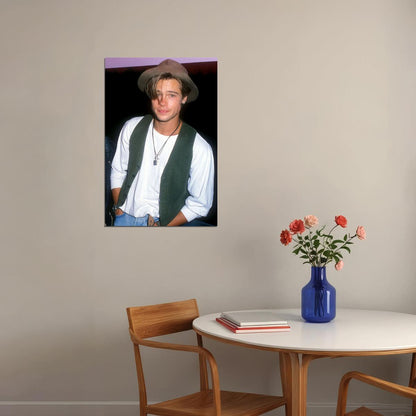 Brad Pitt Young Actor Long Hair Poster Wall Art Print Home Wall Decor