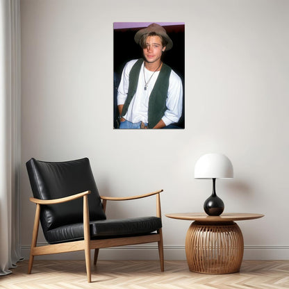Brad Pitt Young Actor Long Hair Poster Wall Art Print Home Wall Decor