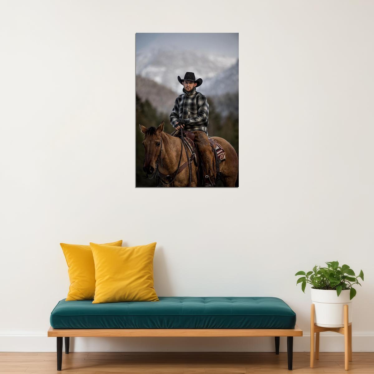 Cowboy With Horse Sexy Male Model Poster Wall Art Print Home Wall Decor