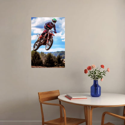 Motocross Flying Tigers Sports Poster Wall Art Print Home Wall Decor