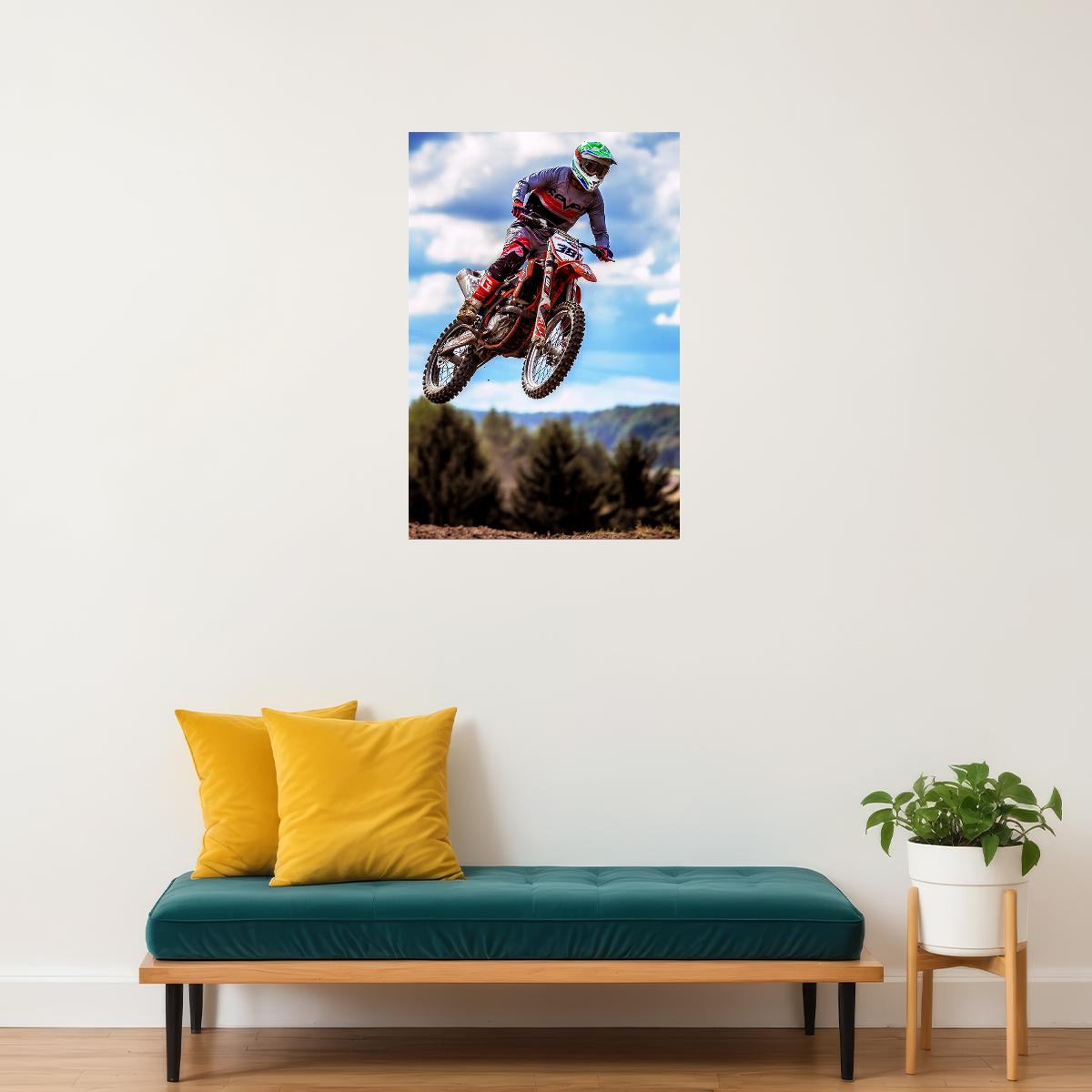 Motocross Flying Tigers Sports Poster Wall Art Print Home Wall Decor