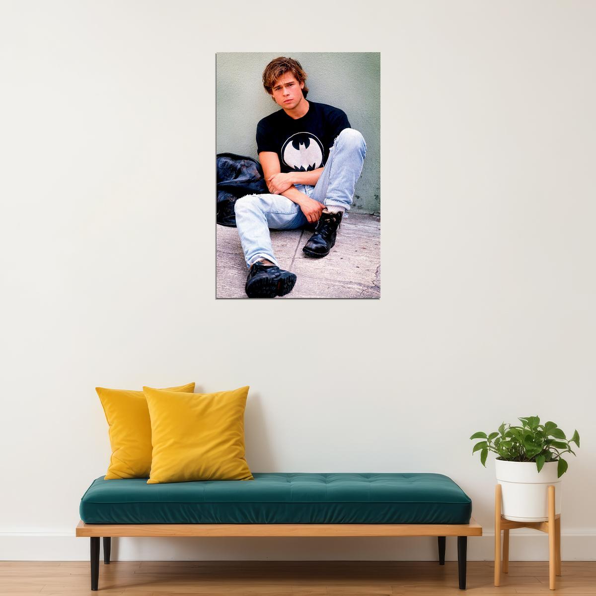 Brad Pitt Actor Handsome Very Young Poster Wall Art Print Home Wall Decor