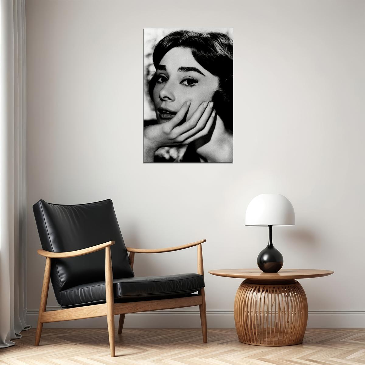 Audrey Hepburn Actress Hands Under Chin Poster Wall Art Print Home Wall Decor