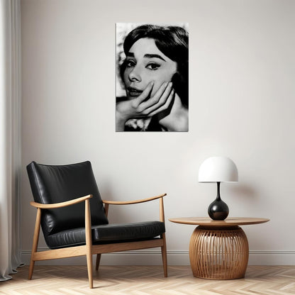Audrey Hepburn Actress Hands Under Chin Poster Wall Art Print Home Wall Decor