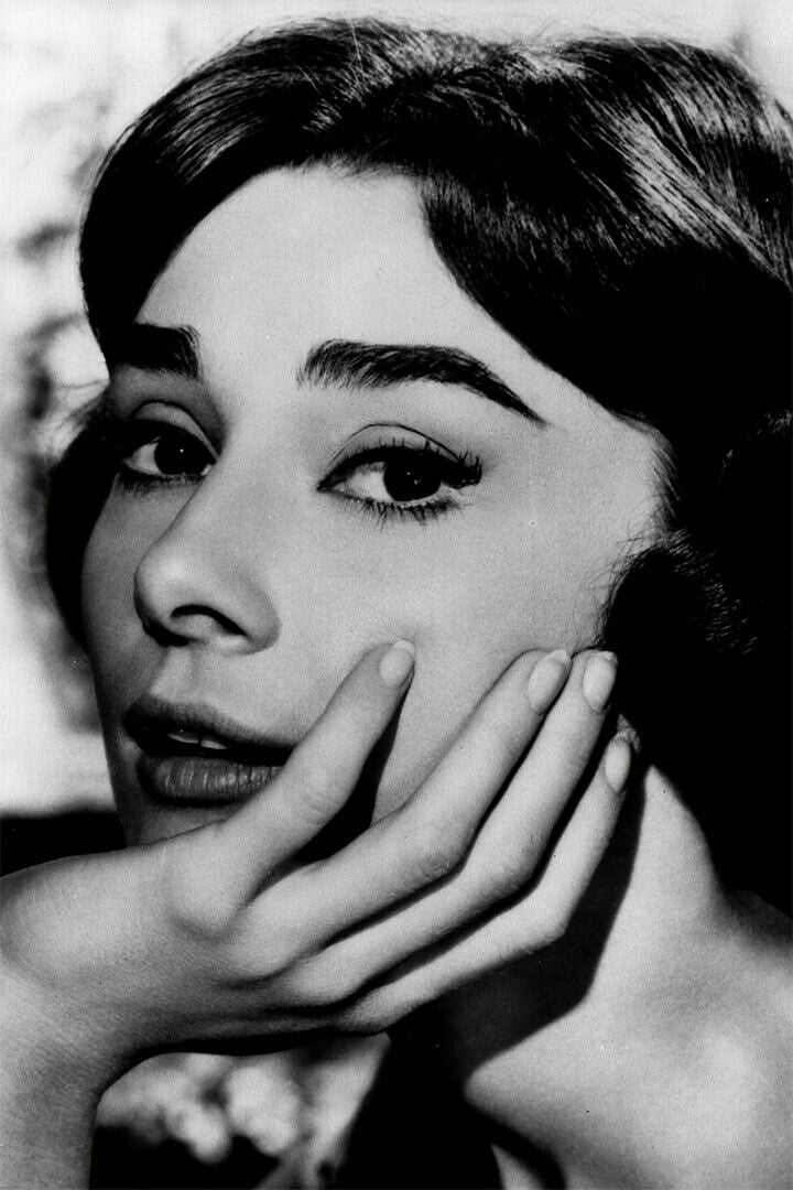 Audrey Hepburn Actress Hands Under Chin Poster Wall Art Print Home Wall Decor