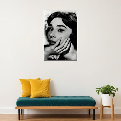 Audrey Hepburn Actress Hands Under Chin Poster Wall Art Print Home Wall Decor