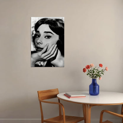 Audrey Hepburn Actress Hands Under Chin Poster Wall Art Print Home Wall Decor