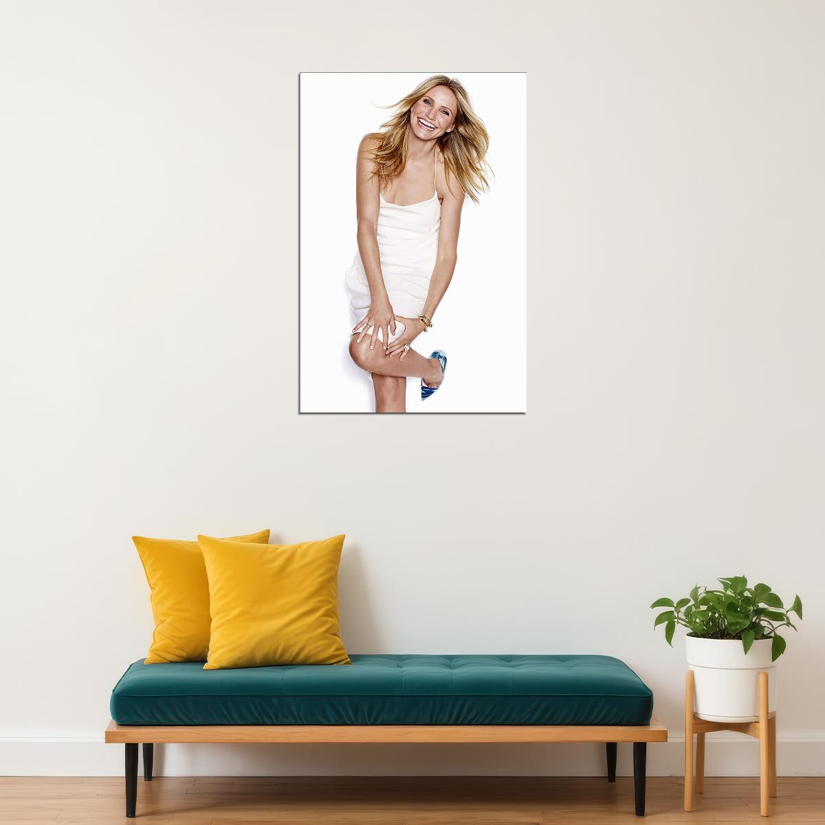 Cameron Diaz Sexy Actress White Clothes Poster Wall Art Print Home Wall Decor