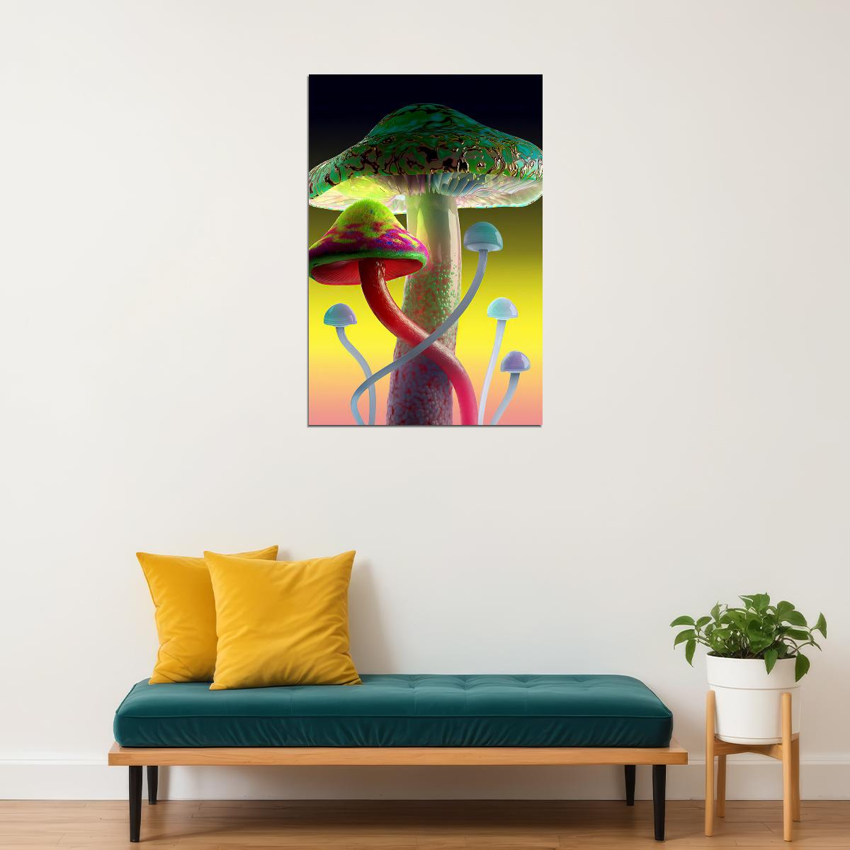 Marijuana Theme Shrooming Mushrooms Poster Wall Art Print Home Wall Decor