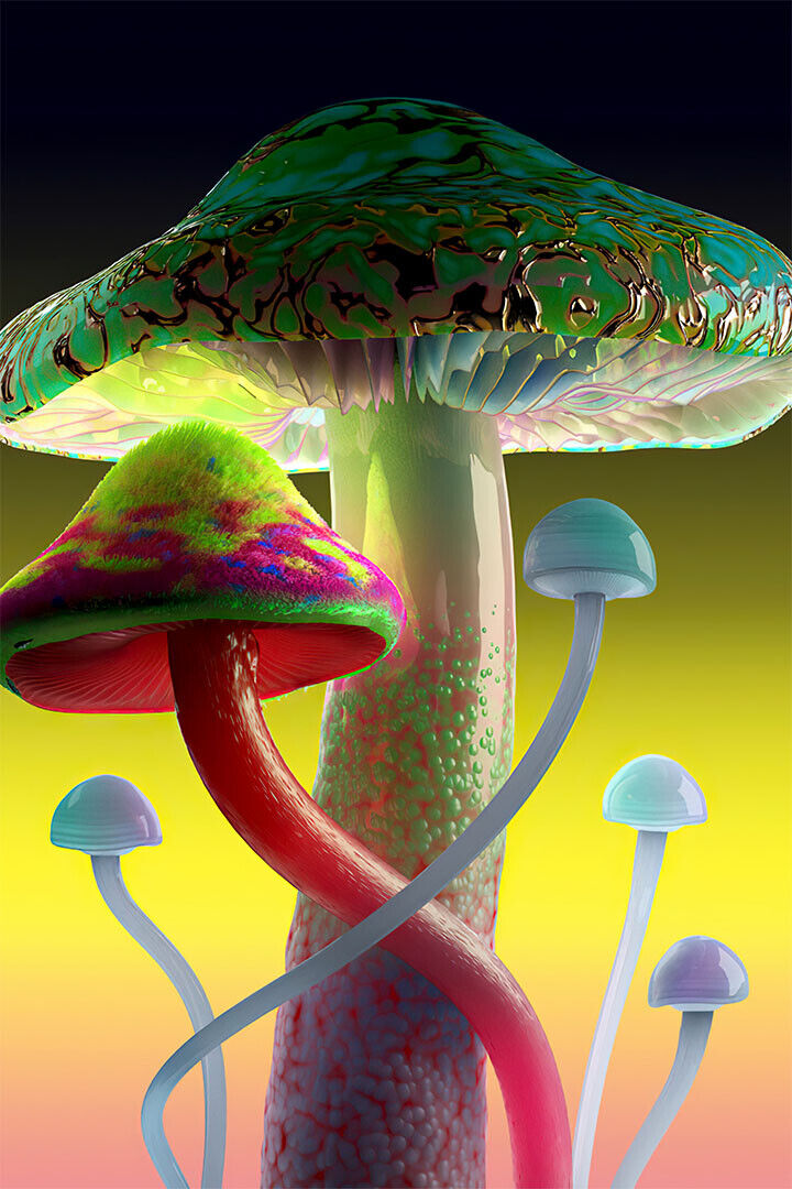 Marijuana Theme Shrooming Mushrooms Poster Wall Art Print Home Wall Decor
