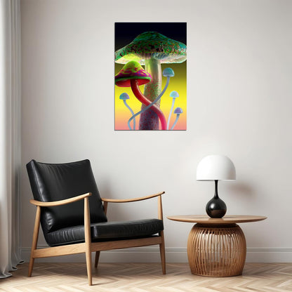 Marijuana Theme Shrooming Mushrooms Poster Wall Art Print Home Wall Decor