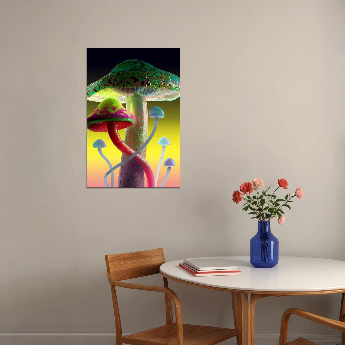 Marijuana Theme Shrooming Mushrooms Poster Wall Art Print Home Wall Decor