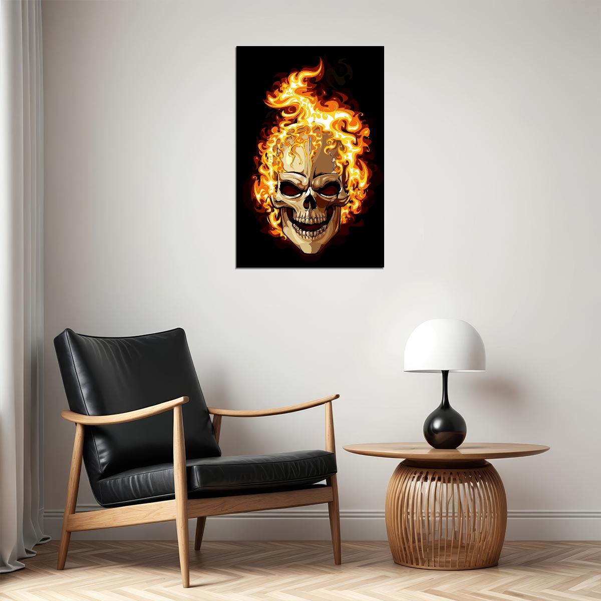 Flaming Skull Artwork Fantasy Poster Wall Art Print Home Wall Decor