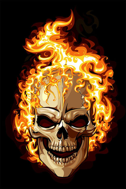 Flaming Skull Artwork Fantasy Poster Wall Art Print Home Wall Decor