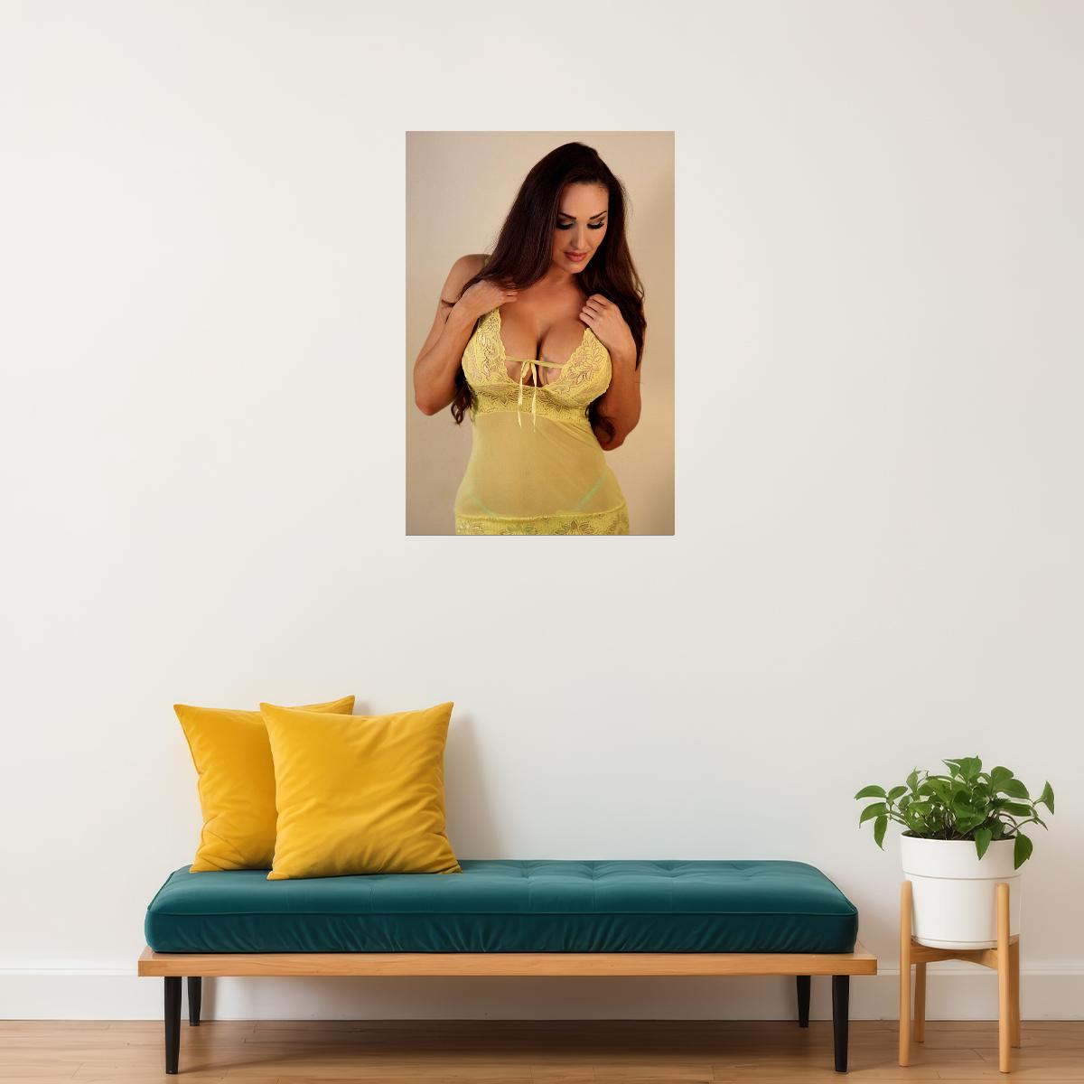 Gia Marie Yellow Bikini Sexy Female Model Poster Wall Art Print Home Wall Decor