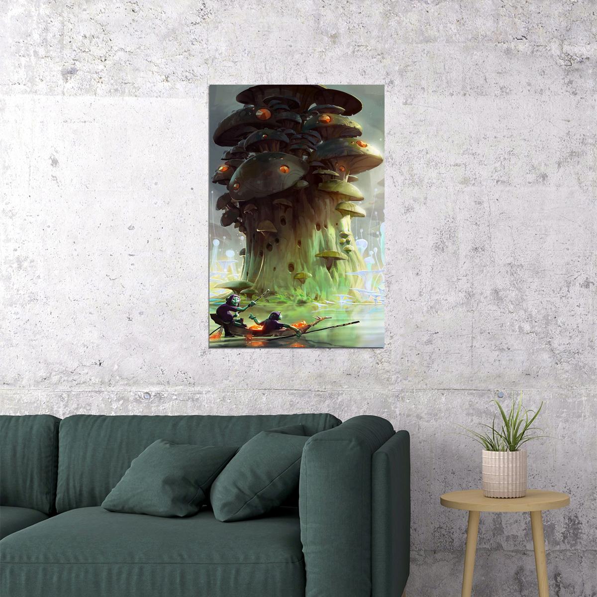 Mushroom Factory Flocked Theme Artwork Poster Wall Art Print Home Wall Decor
