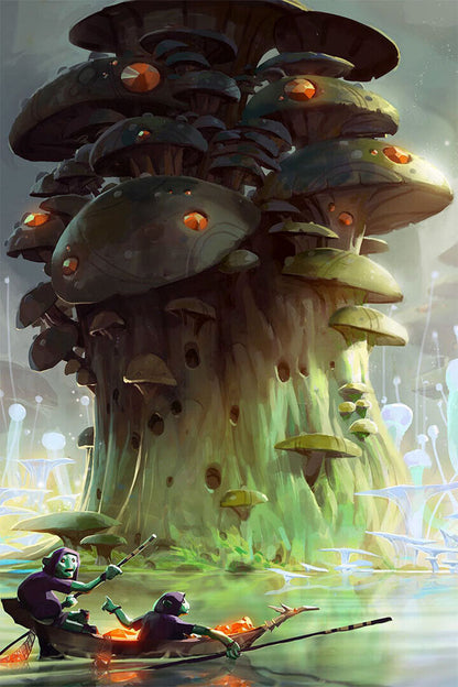 Mushroom Factory Flocked Theme Artwork Poster Wall Art Print Home Wall Decor