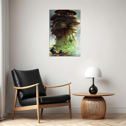Mushroom Factory Flocked Theme Artwork Poster Wall Art Print Home Wall Decor