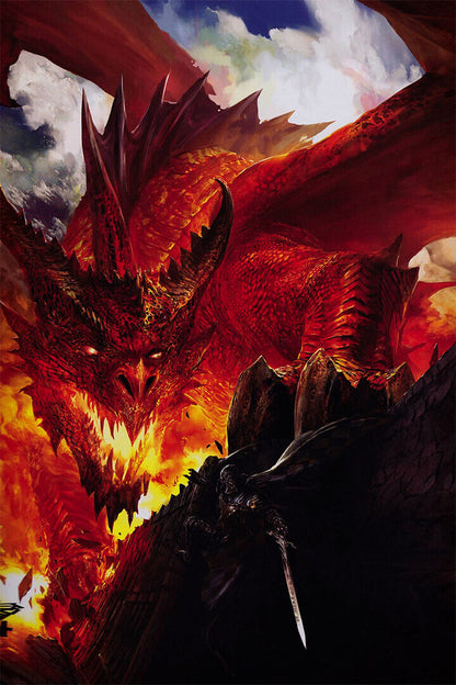 Fractal Fantasy Dragons Artwork Poster Wall Art Print Home Wall Decor