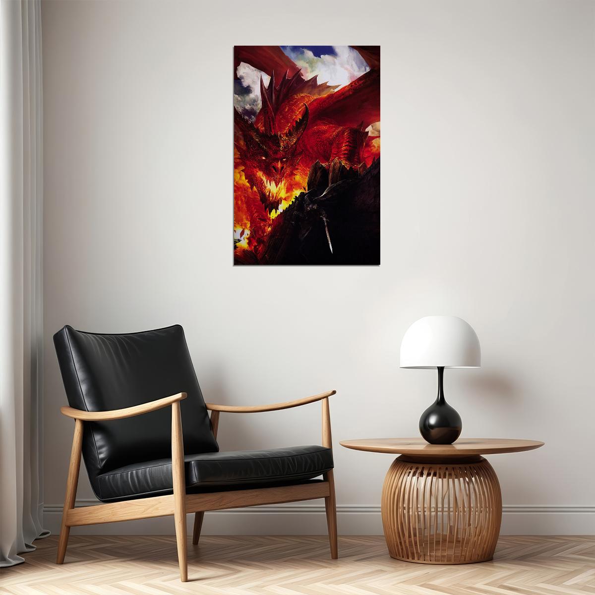 Fractal Fantasy Dragons Artwork Poster Wall Art Print Home Wall Decor