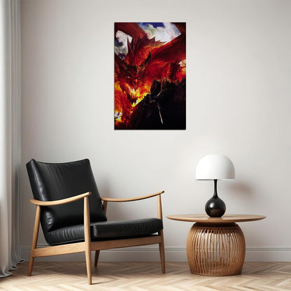 Fractal Fantasy Dragons Artwork Poster Wall Art Print Home Wall Decor