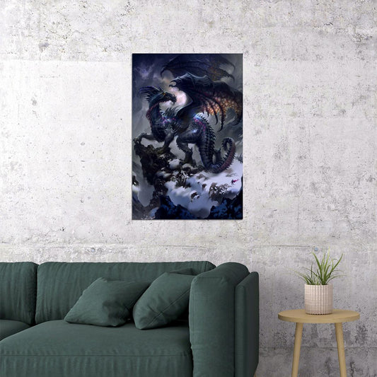 Fractal Fantasy Dragons Artwork Colorful Poster Wall Art Print Home Wall Decor