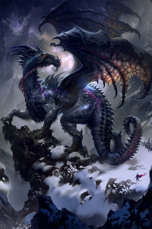 Fractal Fantasy Dragons Artwork Colorful Poster Wall Art Print Home Wall Decor