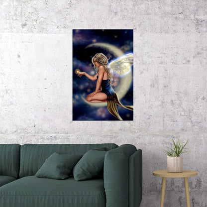 Fairy Lavender Moon Fantasy Colorful Poster Wall Art Print Home Wall Decor