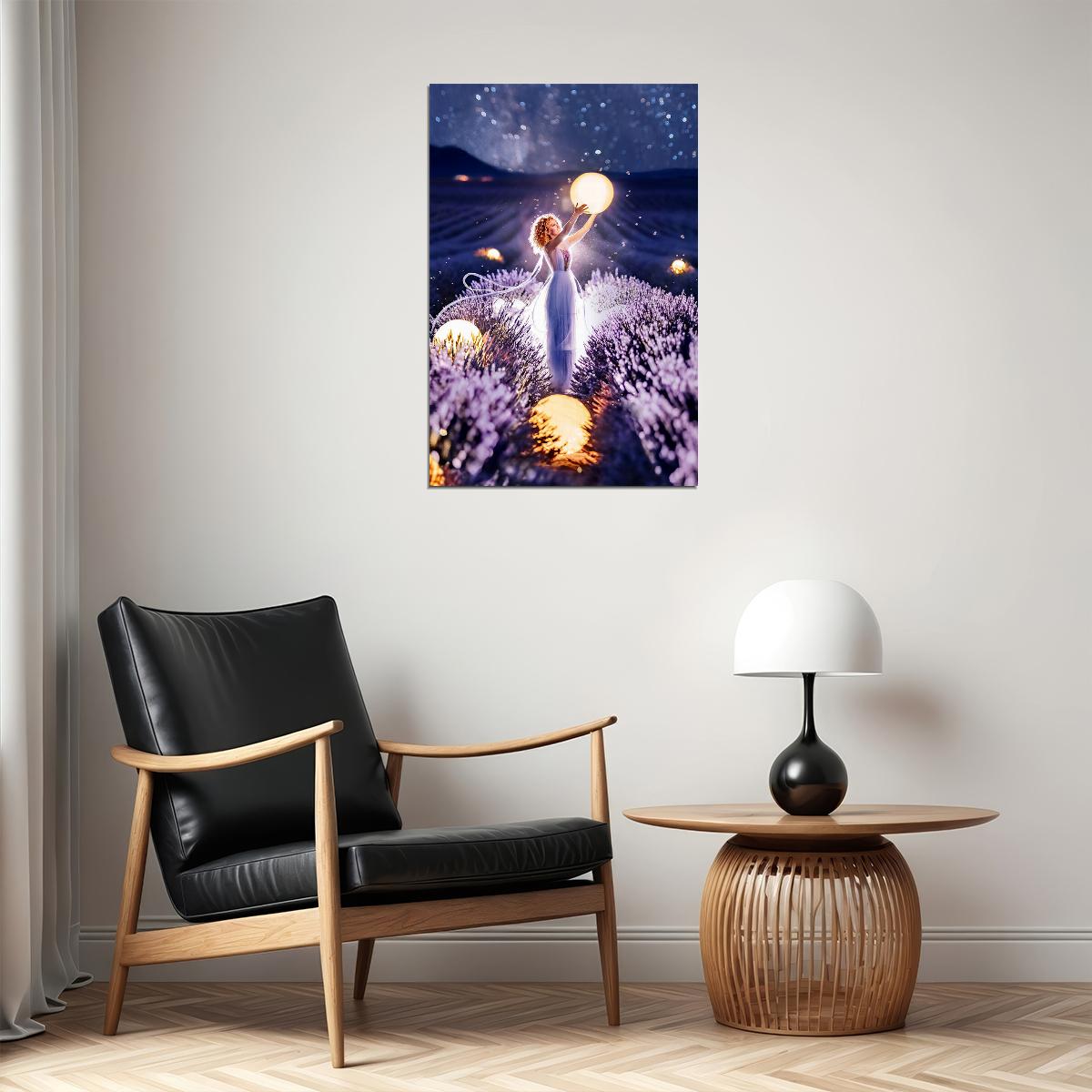 Fairy Lavender Moon Fantasy Artwork Poster Wall Art Print Home Wall Decor